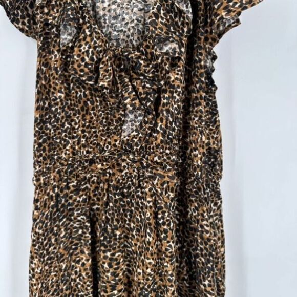Old Navy Waist-Defined Ruffle-Trim‎ Mini Dress Leopard Print Size Large - Picture 10 of 16